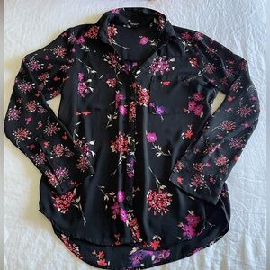 Express Black Floral Blouse